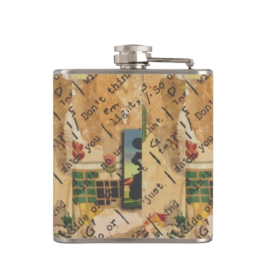 Ihr Name auf dieser Cowboy-Zeichenkette Flachmann (Rückseite)