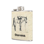 Ihr Name auf dieser gesattelten Pferdeflasche Flachmann (Links)