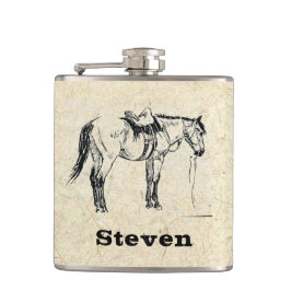 Ihr Name auf dieser gesattelten Pferdeflasche Flachmann