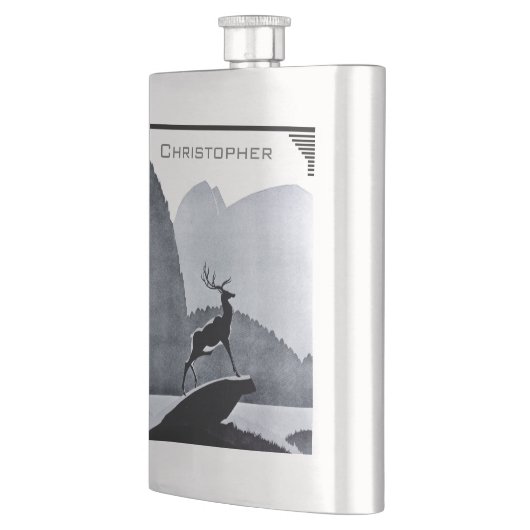 Ihr Name auf dieser See-Hirsch-Flasche Flachmann (Links)
