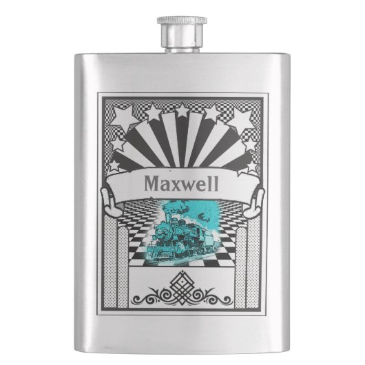 Ihr Name auf dieser sich fortbewegenden Flasche Flachmann (Vorderseite)