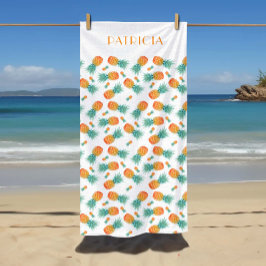 Ihr Name auf einem Ananas-tropisches Fruchtmuster Strandtuch
