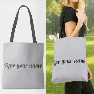 Ihr Name auf grauer Tragetasche Tasche