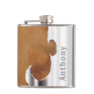 Ihr Name auf Handsome Leather und Chrome Flask Flachmann