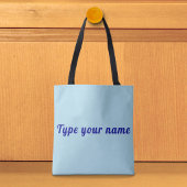 Ihr Name auf hellblauer Tragetasche Tasche