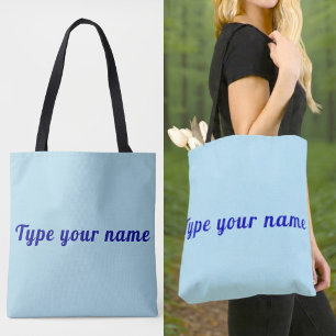 Ihr Name auf hellblauer Tragetasche Tasche