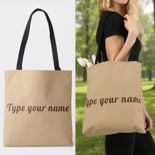 Ihr Name auf hellbrauner Tasche