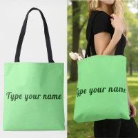 Ihr Name auf hellgrüner Tote-Tasche