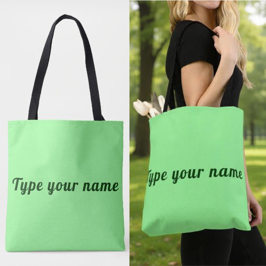 Ihr Name auf hellgrüner Tote-Tasche Tasche