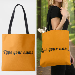 Ihr Name auf orangem Tragetasche Tasche