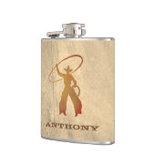 Ihr Name auf Ropin" Cowboy-Flasche Flachmann (Links)