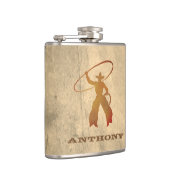 Ihr Name auf Ropin" Cowboy-Flasche Flachmann (Rechts)