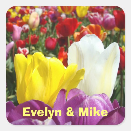 Ihr Name Aufkleber Tulip Blume Sein Name (Vorderseite)