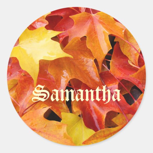 Ihr Name Aufkleber Umschlag Aufkleber Herbst Blätt (Vorderseite)