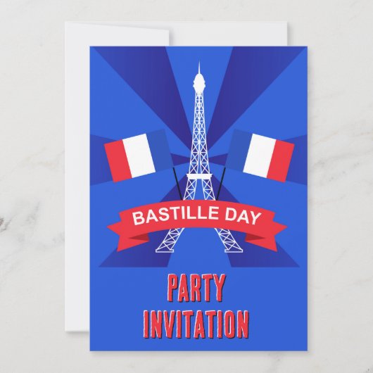 Ihr Name, Bastille Day 14. Juli Französisches Part Einladung (Vorderseite)