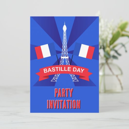 Ihr Name, Bastille Day 14. Juli Französisches Part Einladung (Stehend Vorderseite)