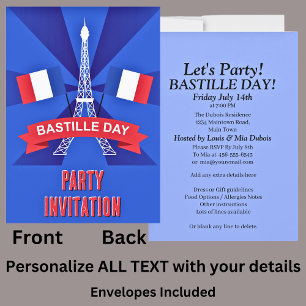 Ihr Name, Bastille-Tag 14. Juli Französische Party Einladung