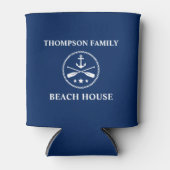 Ihr Name Beach House Anchor & Oars Navy Blue Dosenkühler (Vorderseite)