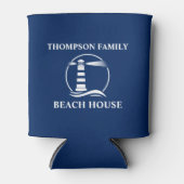 Ihr Name Beach House Classic Lighthouse Navy Blue Dosenkühler (Vorderseite)