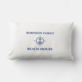 Ihr Name Beach House Compass Anchor White Lendenkissen