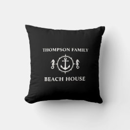 Ihr Name Beach House Seepferd Anchor Black sh0a Kissen