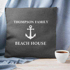 Ihr Name Beach House Vintag Anchor Ash Gray Kissen