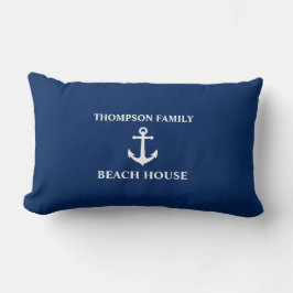 Ihr Name Beach House Vintag Anchor Blue Lendenkissen