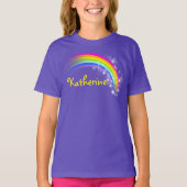 Ihr Name bis zu 9 Briefe Regenbogenviolett oben T-Shirt (Vorderseite)