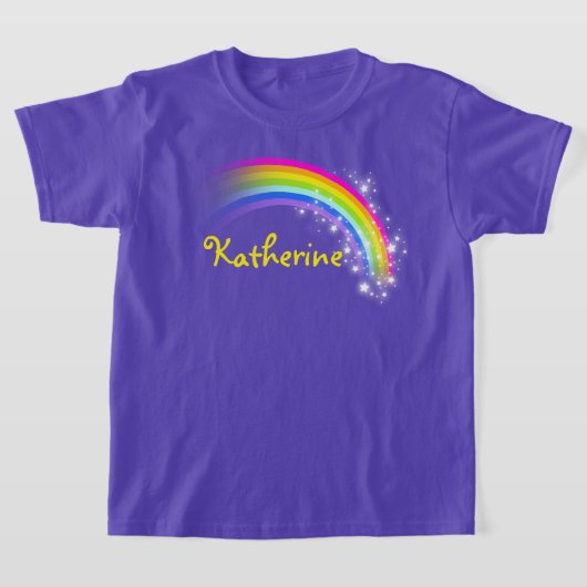 Ihr Name bis zu 9 Briefe Regenbogenviolett oben T-Shirt (Ablage )