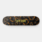 Ihr Name Black Demon Orange Squares Circles Trend Skateboard (Horizontal)