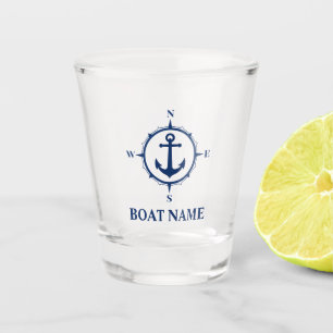 Ihr Name Blue Compass Anker Schnapsglas