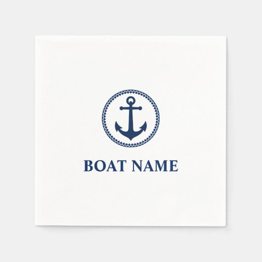 Ihr Name Blue Sea Anchor Serviette (Vorderseite)