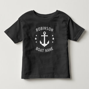 Ihr Name & Boat Vintag Anchor Stars Schwarz-weiß Kleinkind T-shirt