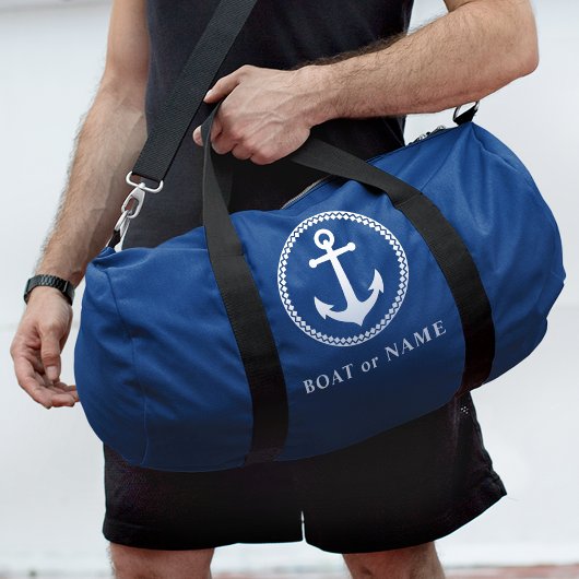 Ihr Name Boot oder Port Nautical Sea Anchor Blue Duffle Bag