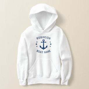 Ihr Name & Boot Vintag Anchor Stars Blue & White Hoodie