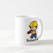 Ihr Name Builder Boy in Yellow Hard Hat Kaffeetasse (VorderseiteRechts)