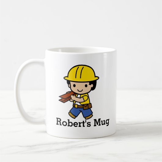 Ihr Name Builder Boy in Yellow Hard Hat Kaffeetasse (Links)