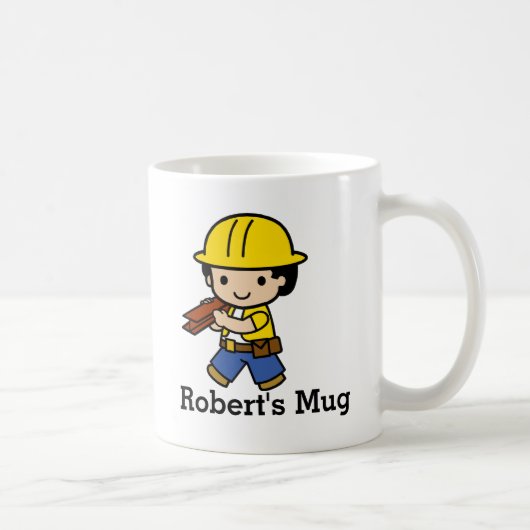 Ihr Name Builder Boy in Yellow Hard Hat Kaffeetasse (Rechts)