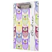 Ihr Name - bunte Eulen - grün-blaues Lila Klemmbrett (Links)