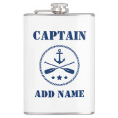 Ihr Name Captain Flask Anchor & Oars Flachmann (Vorderseite)