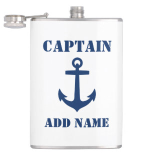 Ihr Name Captain Flask Anchor White Flachmann