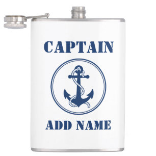 Ihr Name Captain Flask Anchor White Flachmann