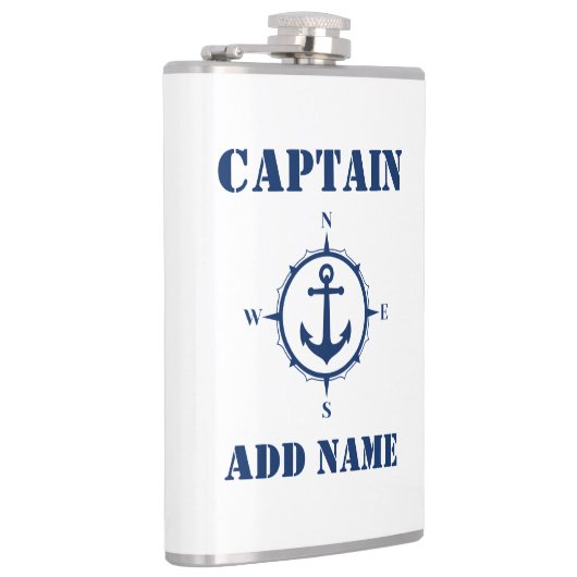Ihr Name Captain Flask Compass Anchor White Flachmann (Rechts)