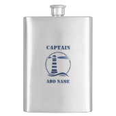 Ihr Name Captain Flask Custom Lighthouse Navy Flachmann (Vorderseite)