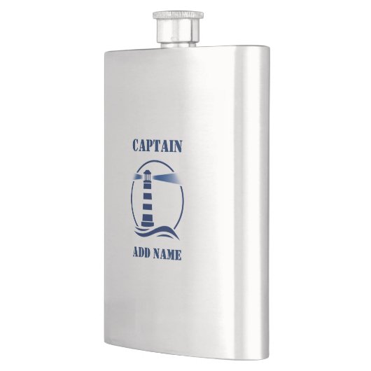 Ihr Name Captain Flask Custom Lighthouse Navy Flachmann (Links)