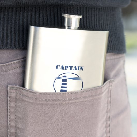 Ihr Name Captain Flask Custom Lighthouse Navy Flachmann (Beispiel)