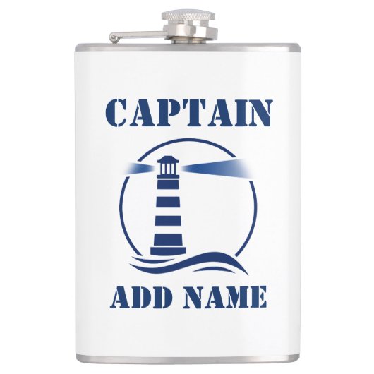 Ihr Name Captain Flask Lighthouse Flachmann (Vorderseite)