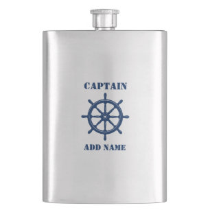Ihr Name Captain Flask Ships Wheels Helm Navy Flachmann