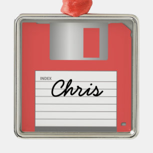 Ihr Name Classic 3.5" Red Floppy Disk Ornament Aus Metall