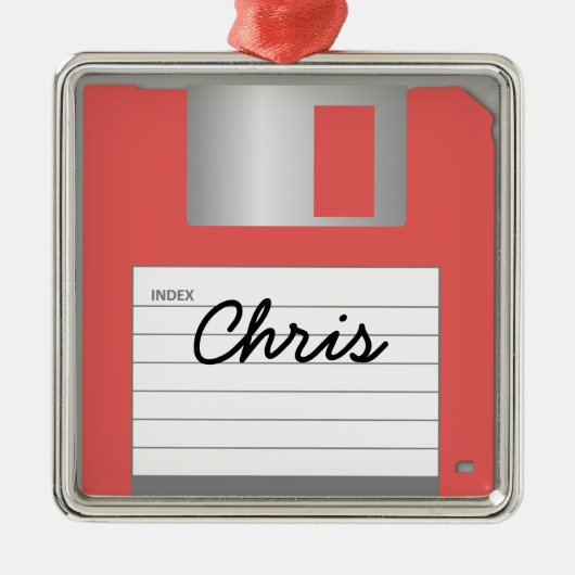 Ihr Name Classic 3.5" Red Floppy Disk Ornament Aus Metall (Vorne)